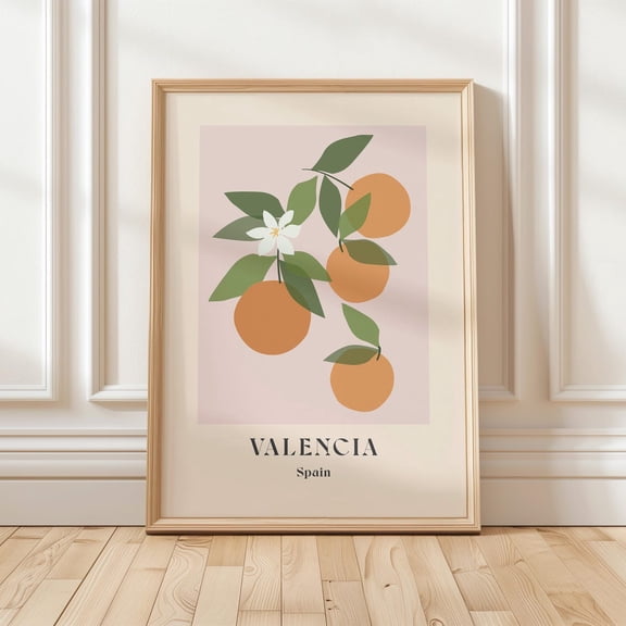 Valencia Oranges Print: Spain Fruit Market Poster, Oranges Wall Art for Kitchen Decor Unframed Paper Print