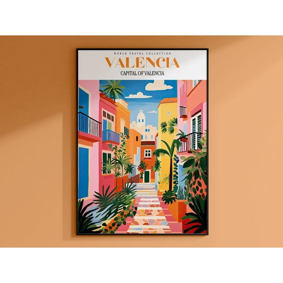 Valencia Print, Valencia Travel Poster, Spain Wall Art, City Poster, Colorful Wall Art, Trendy Wall Art, Gallery Wall Prints, Valencia Spain Wall Art, Modern Wall Decor For Living Room, 8x12 UNFRAMED