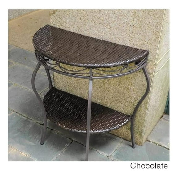 Valencia Resin Wicker Outdoor Half-Moon Table Antique Black