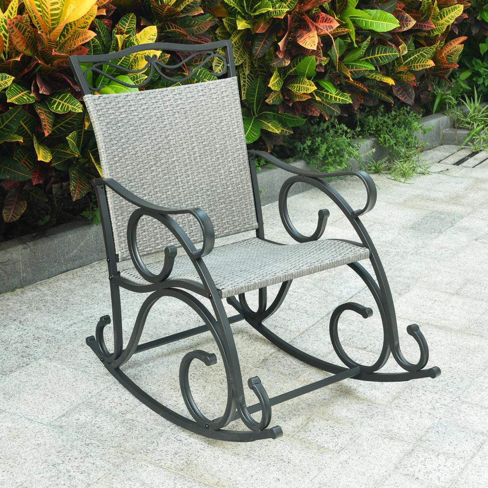 Valencia Resin Wicker/ Steel Rocking Chair - Grey - image 1 of 2