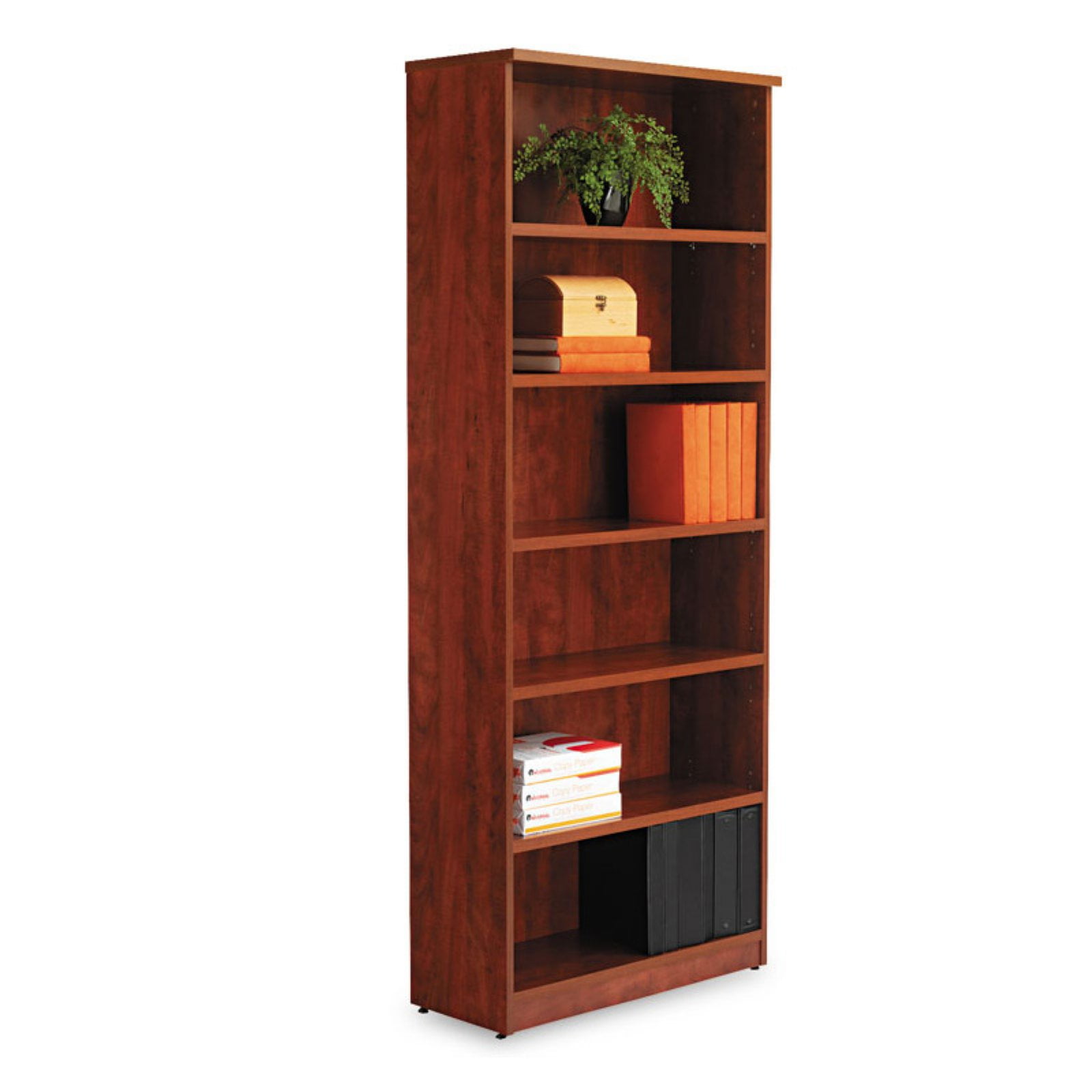 Valencia Medium Cherry 6-Shelf Adjustable Bookcase