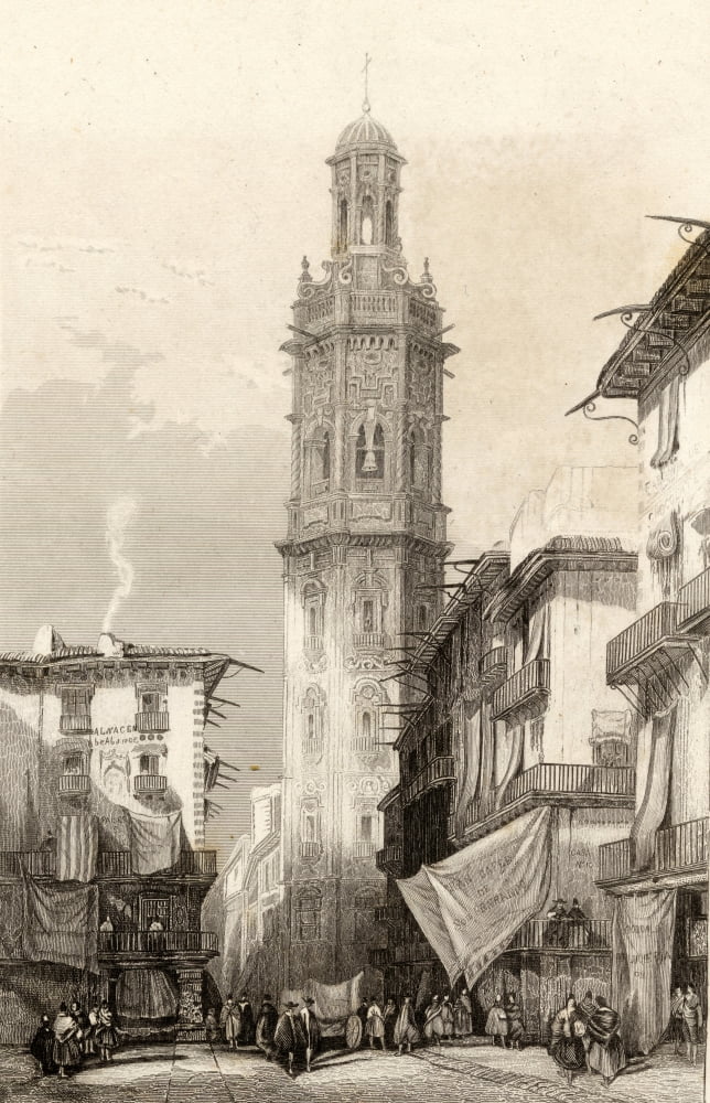 Valencia Spain Torre Santa Catalina Early 19Th Century Canvas Art - Ken Welsh Design Pics (24 x 38)