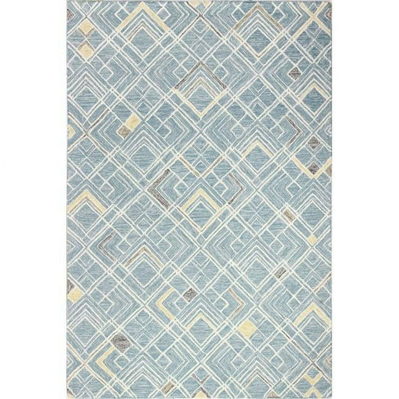 Valencia Transitional 100 Percentage Wool Hand Tufted Rectangle Area Rug - Teal - 3 ft. 6 in. x 5 ft. 6 in.