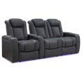 thumbnail image 1 of Valencia Tuscany Home Theater Seating | Premium Top Grain Italian Nappa 11000 Leather, Power Reclining, Power Lumbar Support, Power Headrest (Row of 3 Loveseat Right, Charcoal Grey), 1 of 5