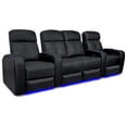 thumbnail image 1 of Valencia Verona Home Theater Seating | Premium Top Grain 9000 Leather, Power Recliner, LED Cup-Holder, and Ambient Base Lighting (Row of 4 Loveseat Center, Black), 1 of 5