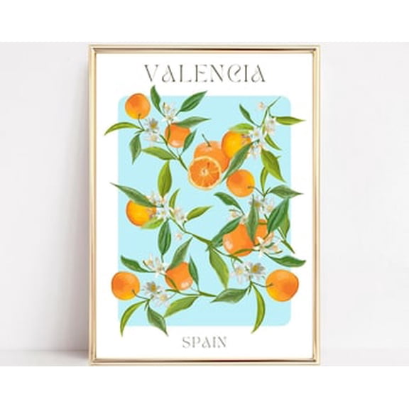 Valencia Wall Art Prints Valencia Spain Oranges Poster Valencia Poster Fruit Market Prints Instant Kitchen Living Room Art, Poster Only