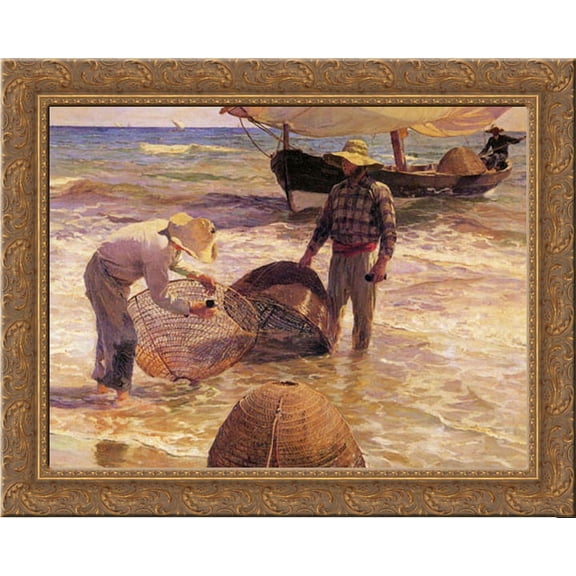 Valencian Fisherman 23x20 Gold Ornate Wood Framed Canvas Art by Sorolla y Bastida, Joaquin