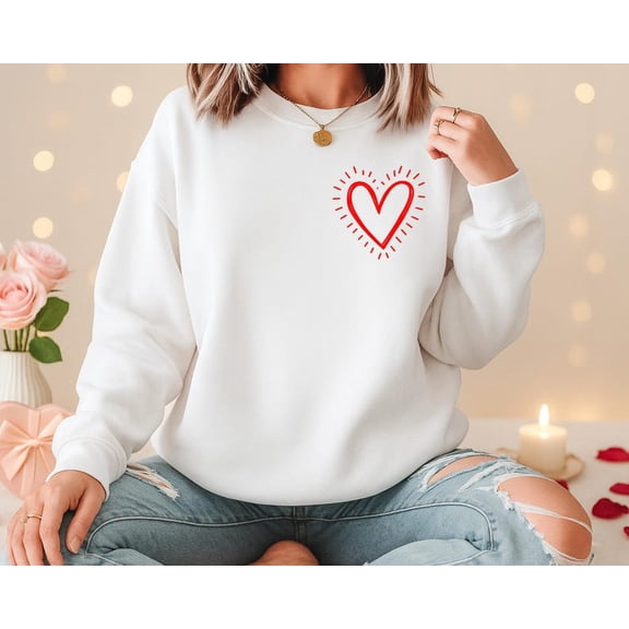 Valentin Day Heart Sweatshirt, Heart Valentin Sweater, Love Sweatshirt - Sizes S-5XL ,Gategoo