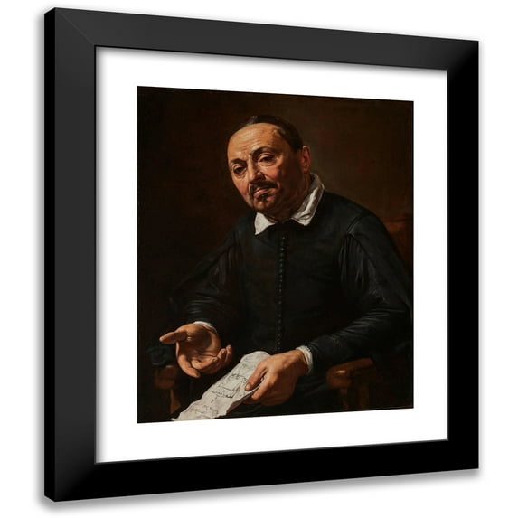 Valentin de Boulogne 20x24 Black Modern Framed Museum Art Print Titled - Rafaello Menicucci (1630-1632)
