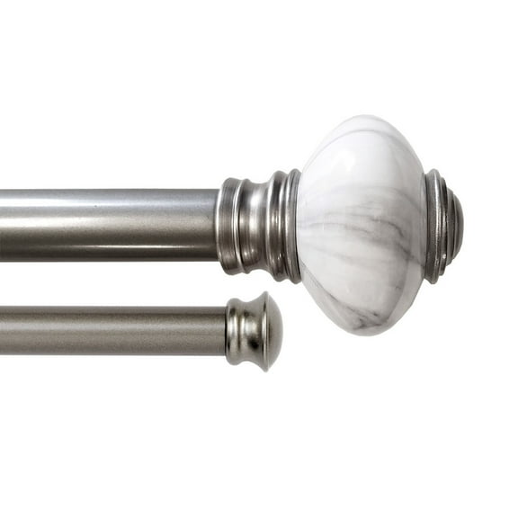 Lumino 1" and 5/8" Pewter Valentina Knob Adjustable Double Curtain Rod Set, 42"-120"