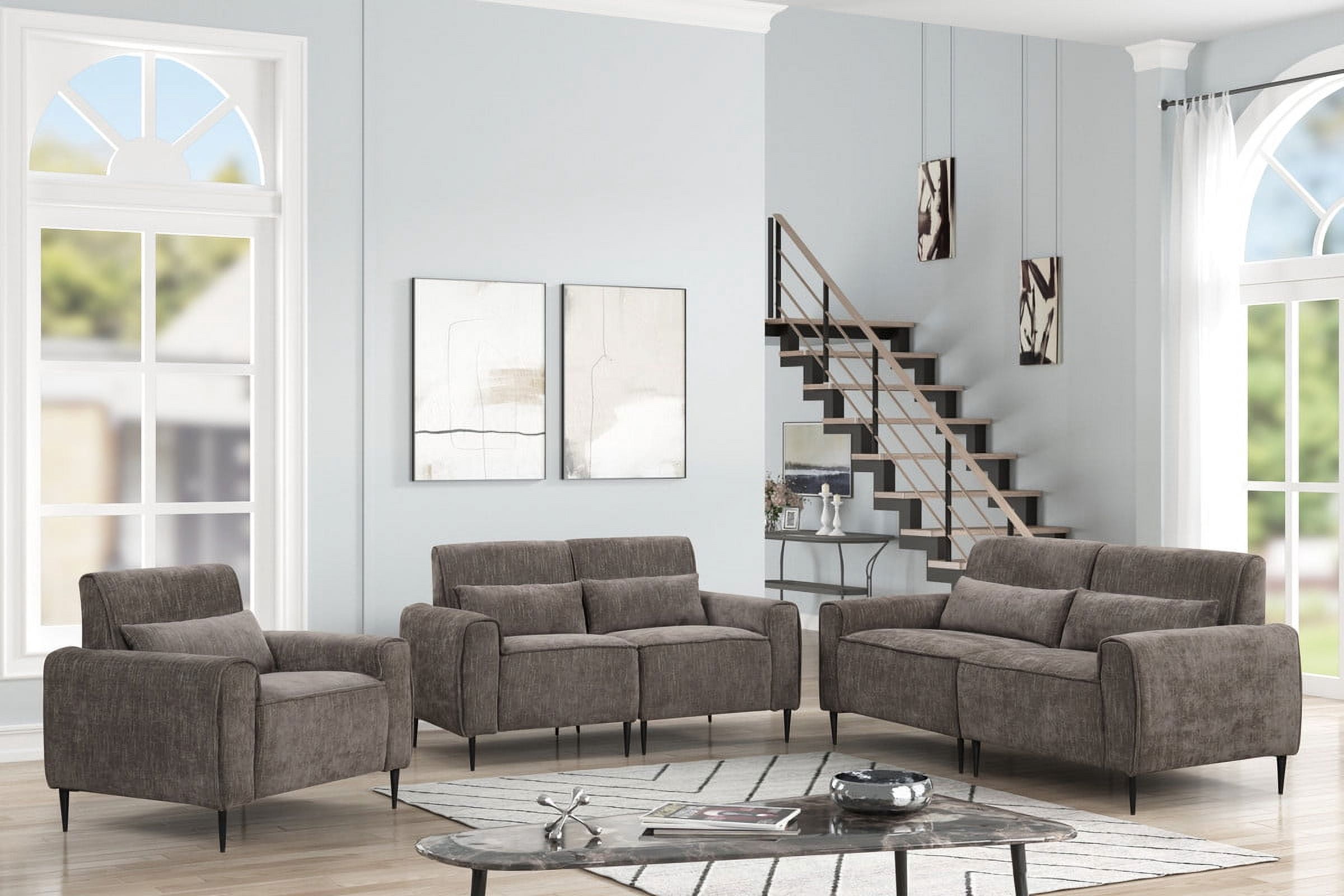 Arko 2pc Swivel Chair & Ottoman Set | Gray Chenille | Silver Star Base main image 1