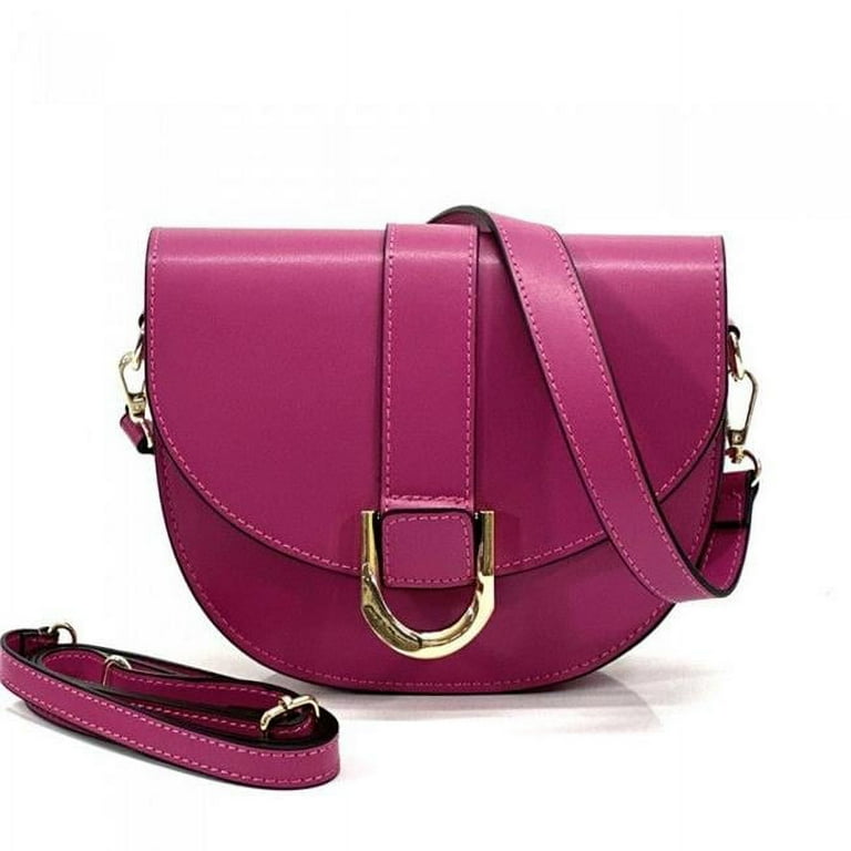 Fusiones Valentina Leather Crossbody Bag Fuchsia Small