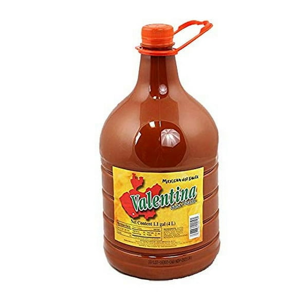 Valentina Mexican Hot Chile Sauce Spices Picante Salsa Seasoning Salt Spice Mix Made From Chili Peppers Perfect For Chips Fast Foods Lunch Snacks or More 4 Liters ( 1.1 Gallon )