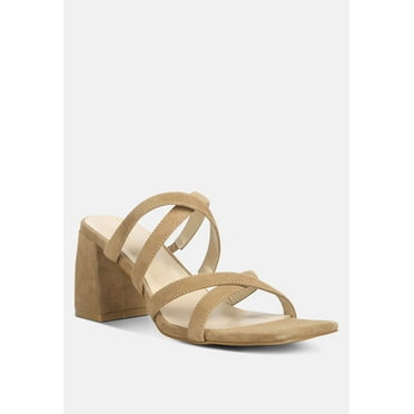 Valentina Strappy Casual Block Heel Sandals In Tan