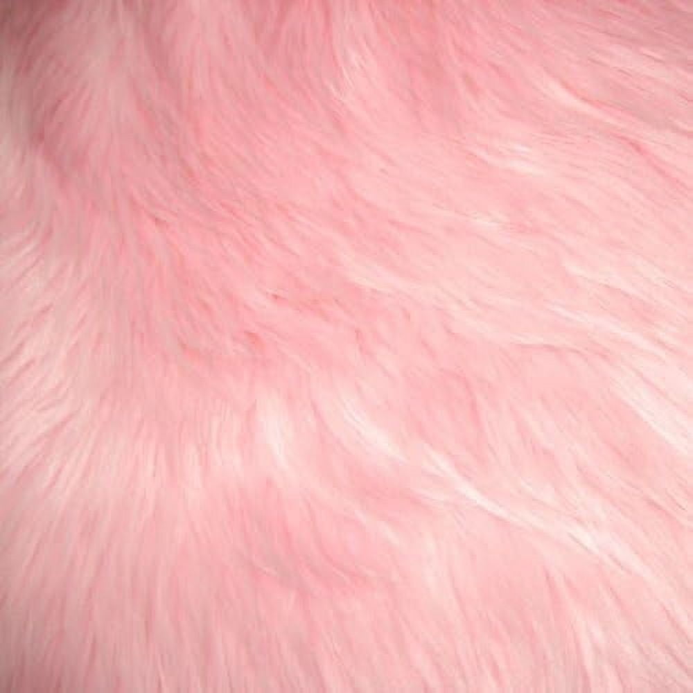 Valentina Textile Inc Faux Fur Fabric Luxury Shaggy 60 Inch by the Yard(1 Yard,Baby Pink )