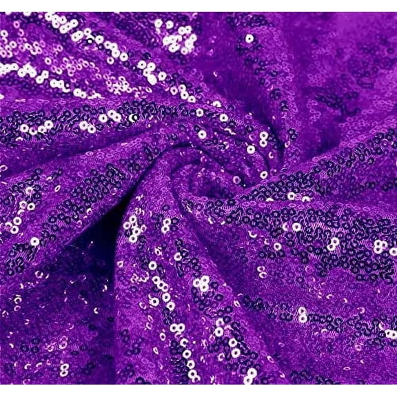 Valentina Textile Inc Sequin Fabric Glitter Embroidery Fabric by The Yard Material for DIY Sewing Curtain Backdrop Tablecloth Table Linen Runner Clothes (1 Yard,Purple )