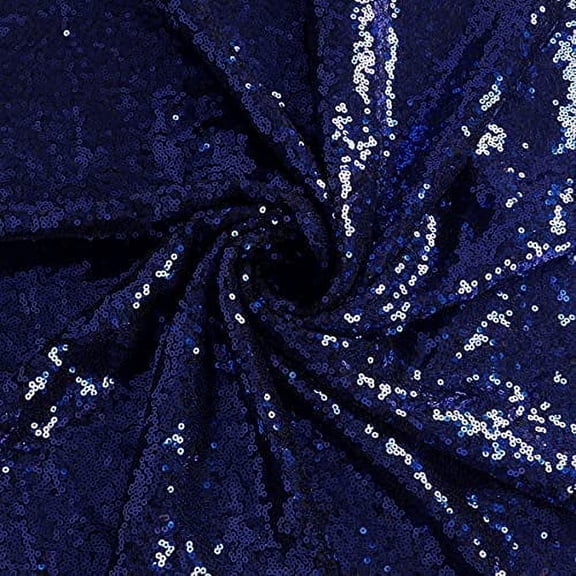 Valentina Textile Inc Sequin Fabric Glitter Embroidery Fabric by The Yard Material for DIY Sewing Curtain Backdrop Tablecloth Table Linen Runner Clothes (5 Yard,Navy )