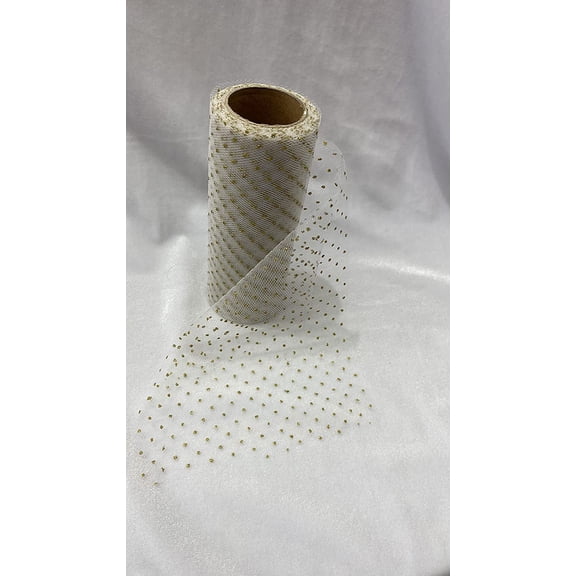 Valentina Textile Inc Silver or Gold Sparkling Tulle Ribbon Roll Glitter Tulle Roll Tulle Spool for Decoration (10 Yard, Gold)