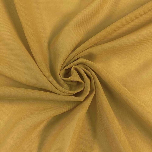 Valentina Textile Inc Solid Chiffon Fabric Polyester Dress Sheer 58/60" Wide by The Yard All Colors(1 Yard, Dk Gold)