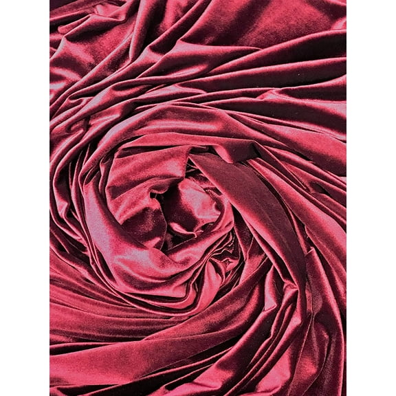 Valentina Textile Inc, Stretch Velvet Fabric, 60" Wide, Sells by The Yard, 1 Qty = 5 Yard Many Colors Available(5 Yard, Burgandy)