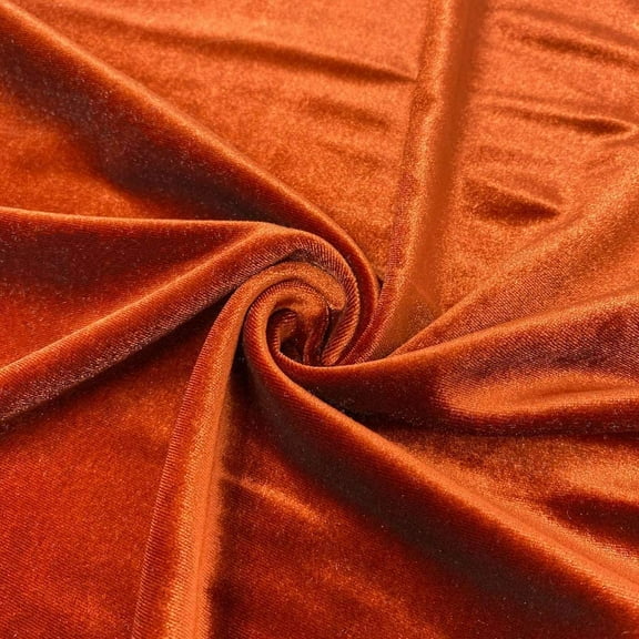 Valentina Textile Inc Stretch Velvet Fabric is 58/60" inches Wide (5 Yard, Rust)