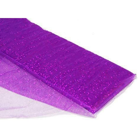 Valentina Textile Inc Tulle Glitter Fabric 54" by 10 Yards (30 ft) Tulle Bolt for Wedding, Party and Decoration (10 Yard, Purple)