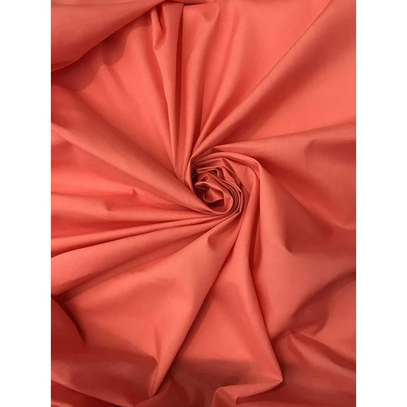Valentina Textile inc, Broadcloth/Poly Cotton Blend Fabric, 58/60" Wide, Sells by The Yard (1 Yard, Coral)