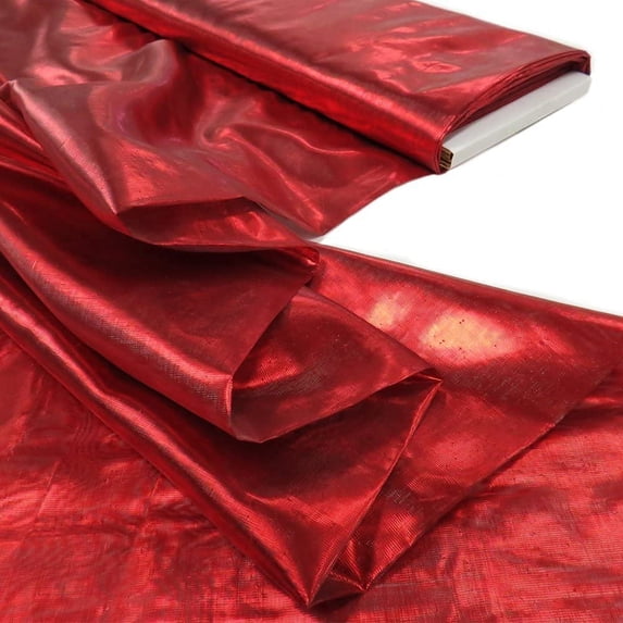 Valentina Textile inc Nylon Metallic Tissue Lame Fabric - 60 Inches Wide, Over 100 Yards in Stock -Multiple Colors Available (10 Yard, Red)