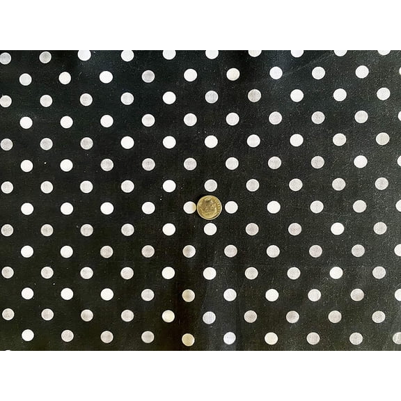Valentina Textile inc Small Polka Dot Poly Cotton Multi-Colors 60" Wide Polyester by The Yard (5 Yard, Black White)