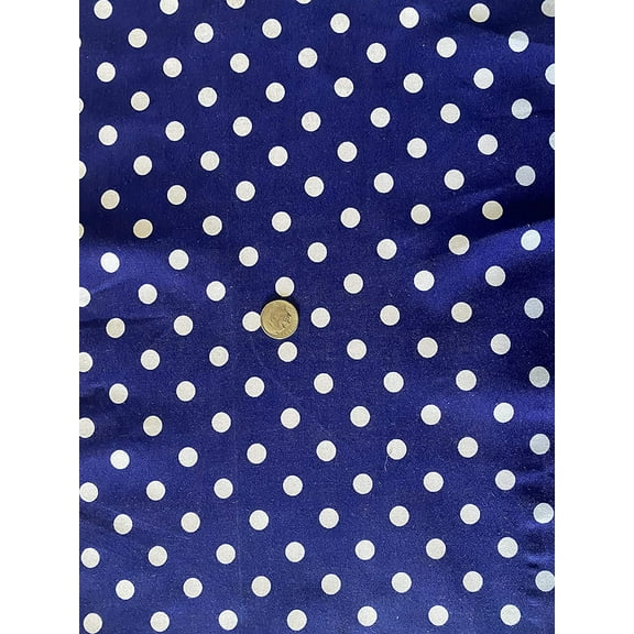 Valentina Textile inc Small Polka Dot Poly Cotton Multi-Colors 60" Wide Polyester by The Yard (5 Yard, Royal White)