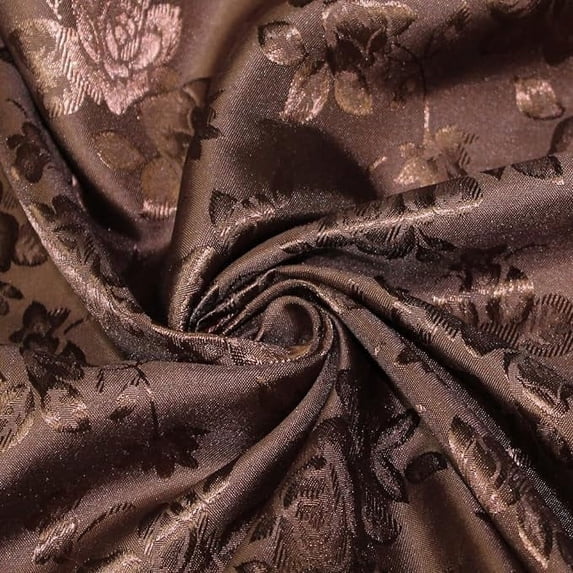 Valentina Textile's Inc. Floral Jacquard Brocade Satin 60" Width Sells by The Yard (3 Yard,Brown )
