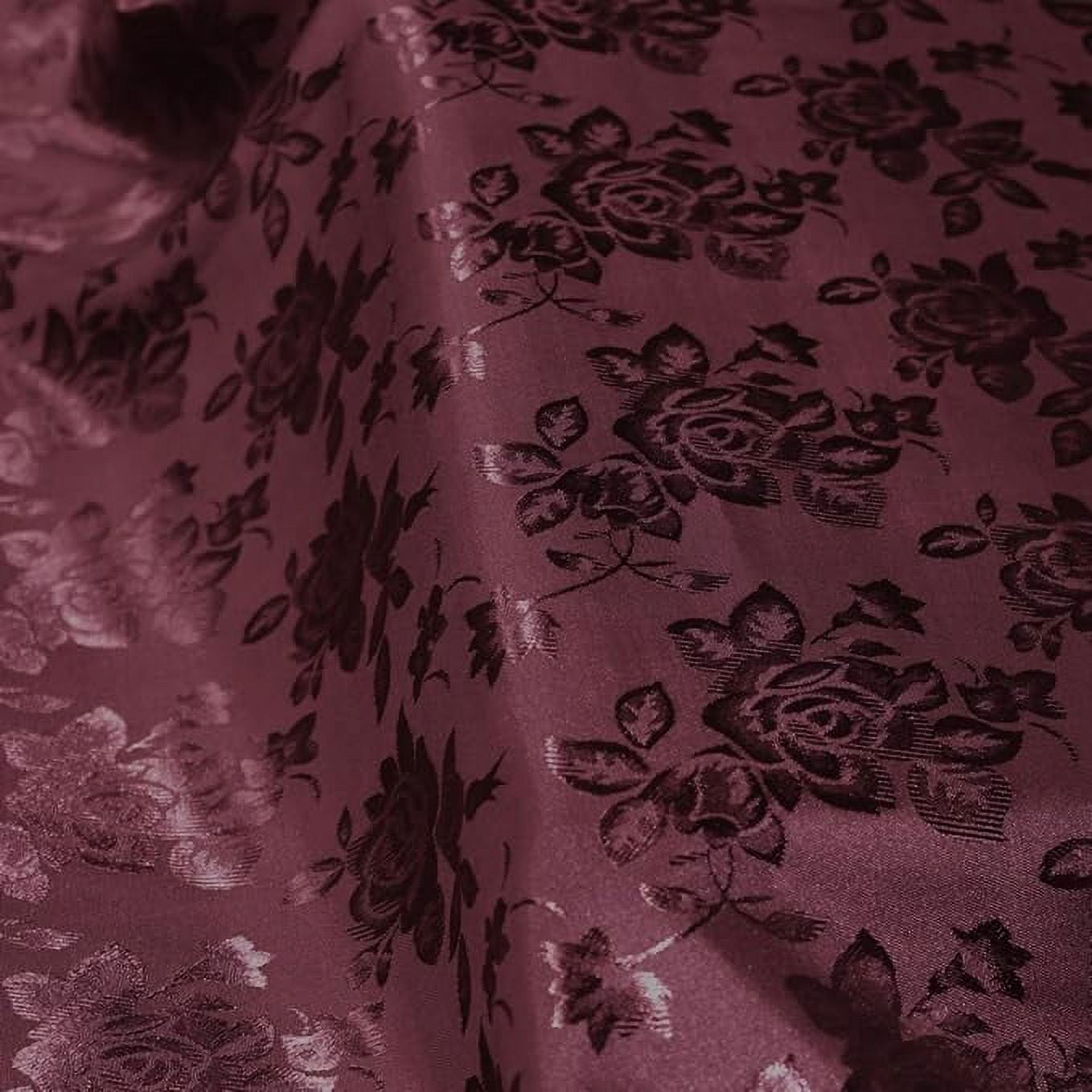 Valentina Textile's Inc. Floral Jacquard Brocade Satin 60" Width Sells by The Yard (3 Yard,Burgundy )