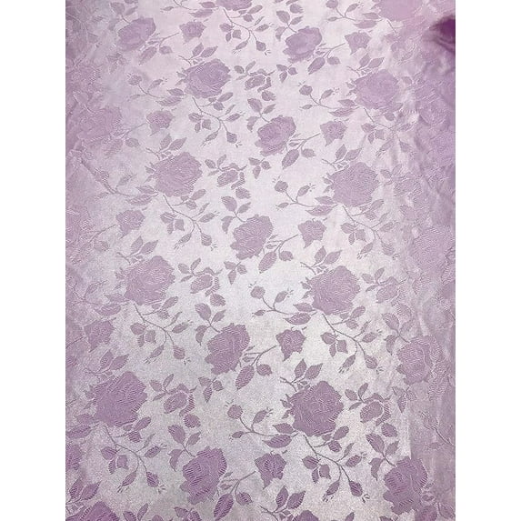 Valentina Textile's Inc Rose Jacquard Satin 60/59" Witdh Sells by The Yard (1 Yard,Lavender)