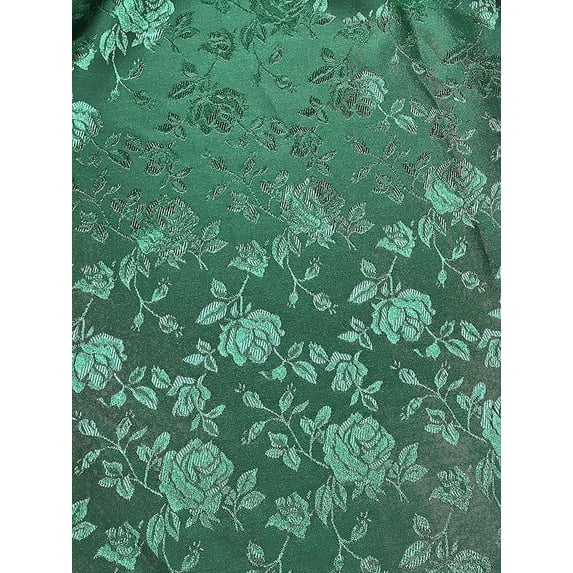 Valentina Textile's Inc Rose Jacquard Satin 60/59" Witdh Sells by The Yard (3 Yard,Hunter Green)