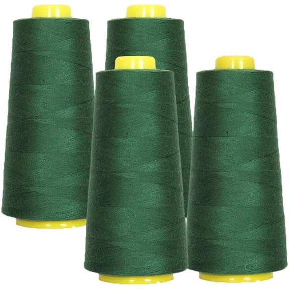 Valentina Textiles Inc. 4 Pack of 3000 (12,000 Total) Yard Spools Sewing Thread All Purpose 100% Spun Polyester Overlock Cone( Hunter Green)