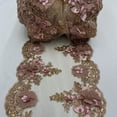 thumbnail image 1 of Valentina Textiles Inc VT-34 Sequin 3D lace Fabric with Embroideries on mesh with pearls and beads (9 Yard, Dusty Rose), 1 of 1