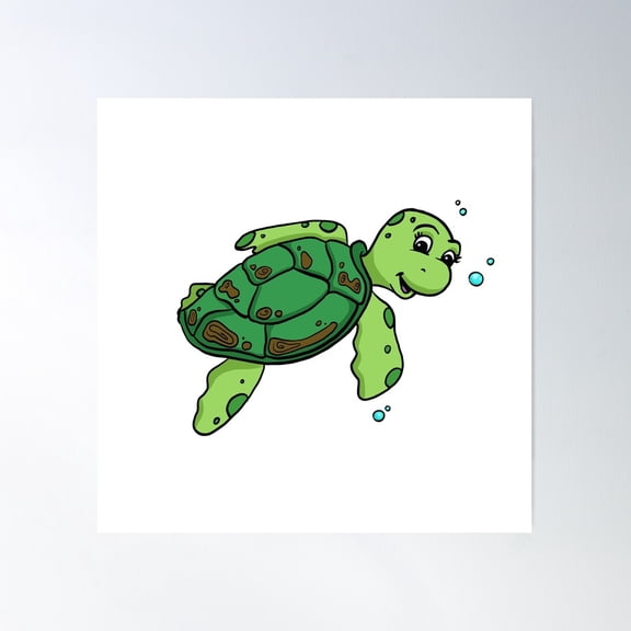 Valentina The Turtle Poster Wall Art, Modern Wall Decor For Living Room Bedroom, 30x30 UNFRAMED