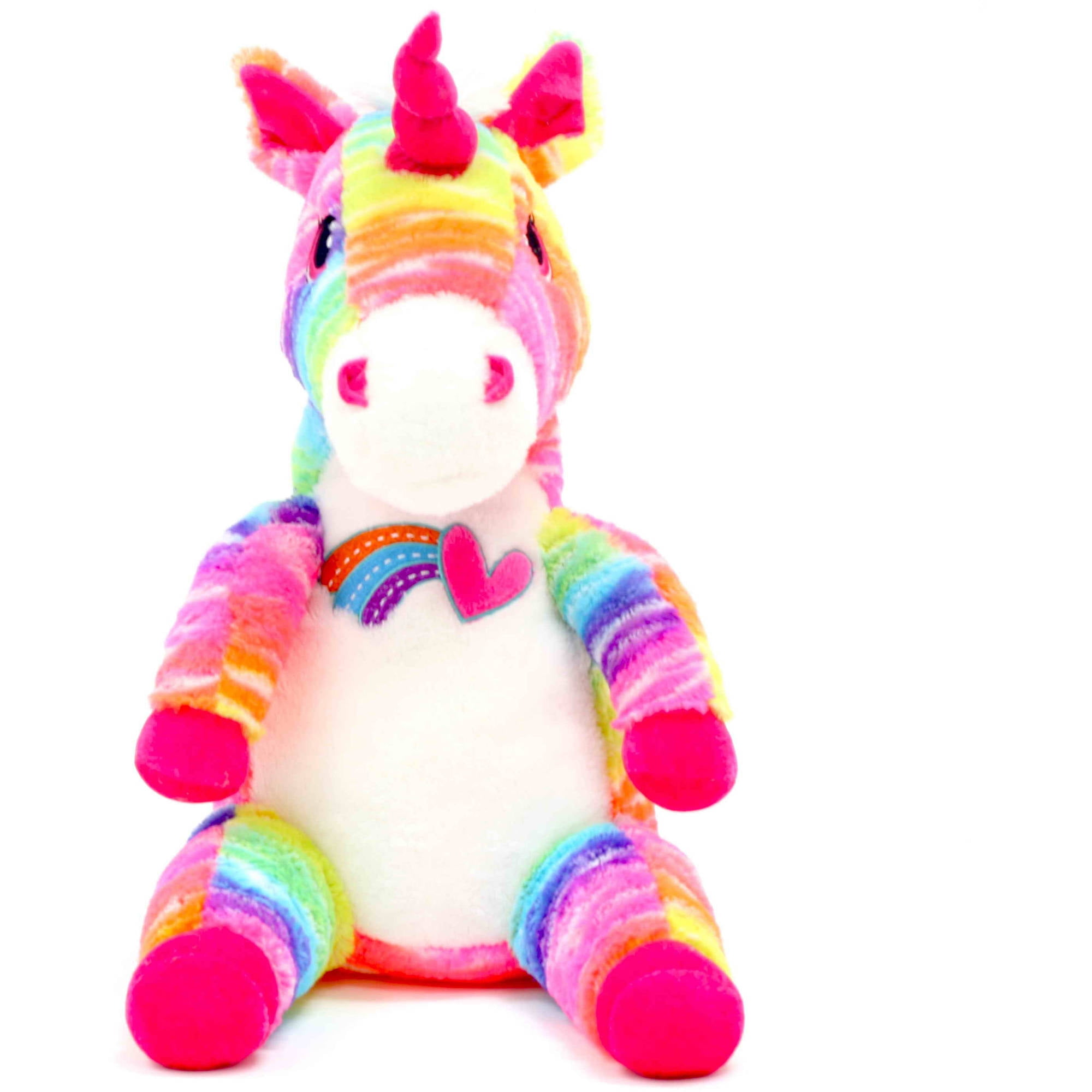 Valentine 15" Large Sitting Stuffed Plush Unicorn, Rainbow Color