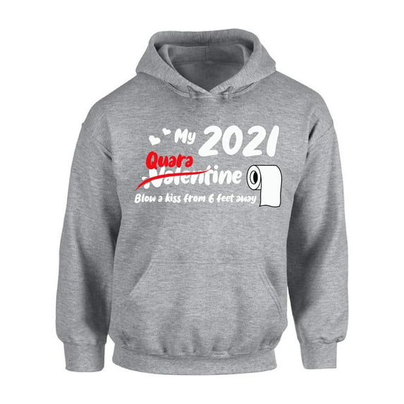 Valentine 2021 Hooded Sweatshirt Funny Anti Valentine Hoodie 6 Feet Away Sarcastic Novelty Sweater for Singles