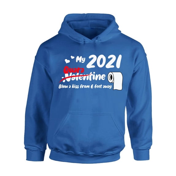 Valentine 2021 Hooded Sweatshirt Funny Anti Valentine Hoodie 6 Feet Away Sarcastic Novelty Sweater for Singles