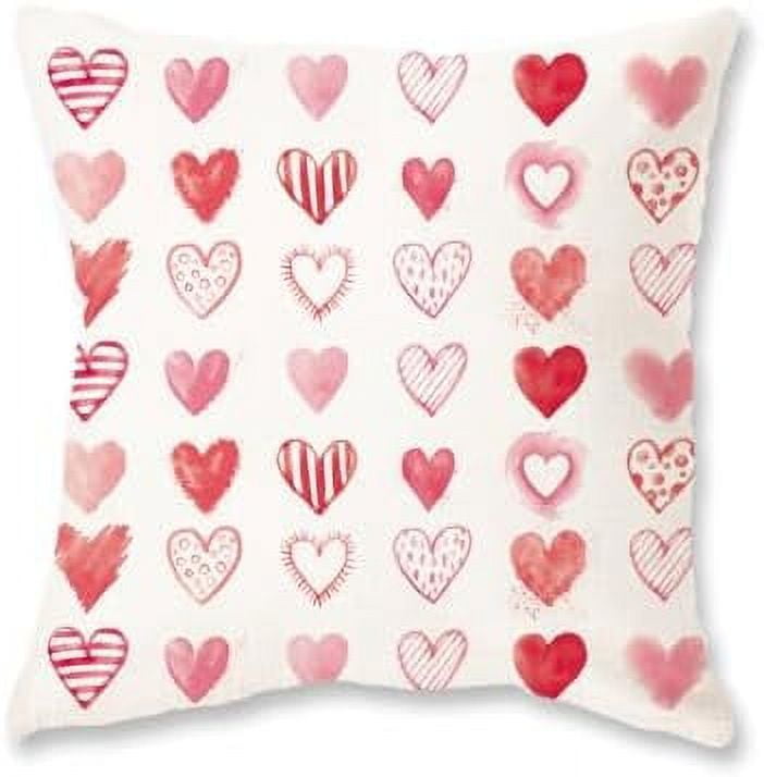 Valentine's Day Pillow Cover 12x20 Red Pink Heart Decoration Valentine Lumbar Throw Cushion Case