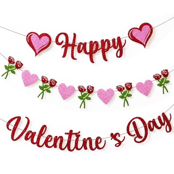 Valentines Banner Happy Valentines Party Decorations Heart Garland For Fireplace Hanging Heart Mantel Banner Be Mine Sign Paryt Supplies Set 5