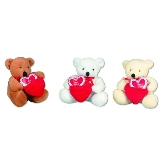 Valentine Bears W/Pocket Heart - Party Favors - 12 Pieces