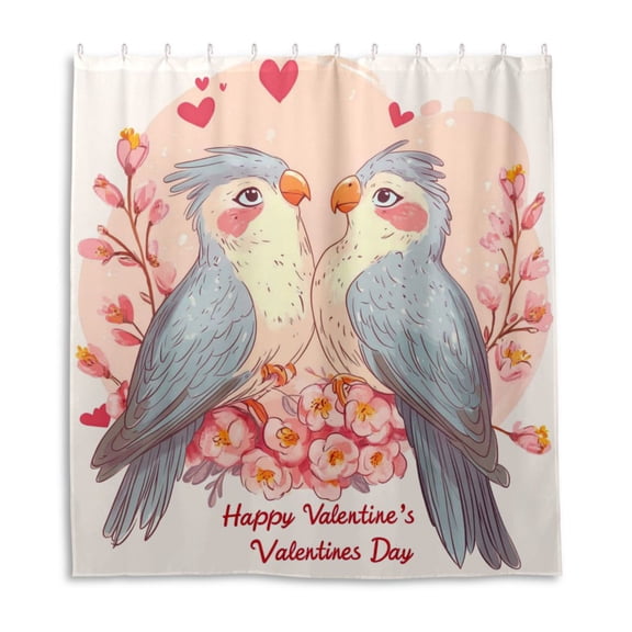 Valentine Bird Shower Curtain Liner 66x72 Inch Waterproof Shower Curtains Decorative Bathroom with 12 Pack Hooks