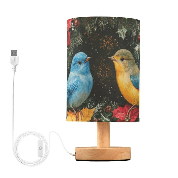 Valentine Birds Couple Christmas Wreath Table Lamp with USB Port LED Warm Light Lamp Night Light Home Decor