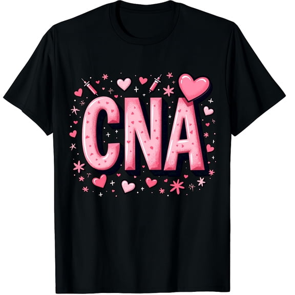 Valentine CNA Nurse Coquette Bow Stethoscope Graphic Crew Neck Short Sleeve T-Shirts (Men's, Women's)