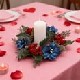 thumbnail image 1 of Valentine Candlestick Wreath with Red Roses White Berries and Greenery Decorative Candle Ring for Table Centerpieces Romantic Holiday Home Décor Display, 1 of 7