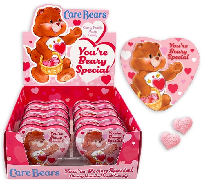 Care Bears Hard Candy Heart Shaped Tin Sweet Cherry Vanilla 1.2 Ounces Tin, 12 Count