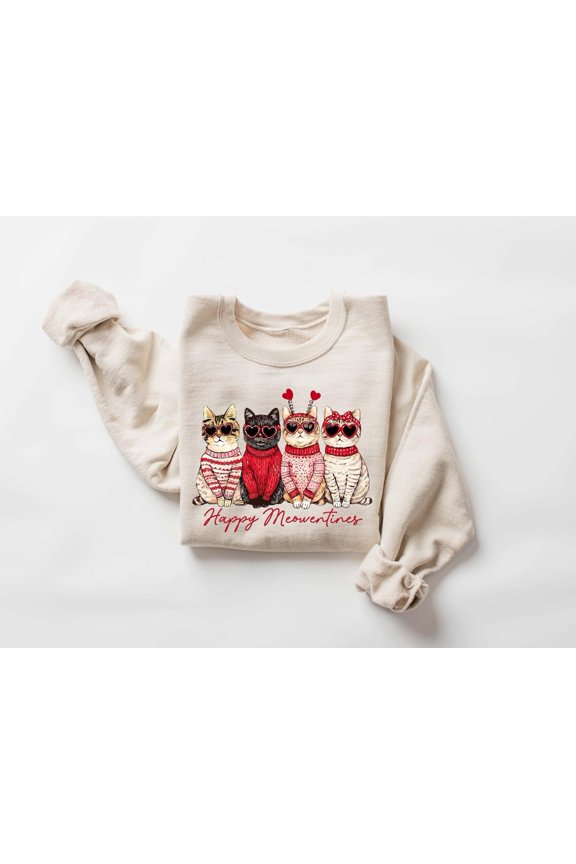 Valentine Cat , Valentine'S Day , Cat Valentine Sweat, Cat Lover , Happy Meowentines, Cupid Cat Shirt, Full size S-5XL