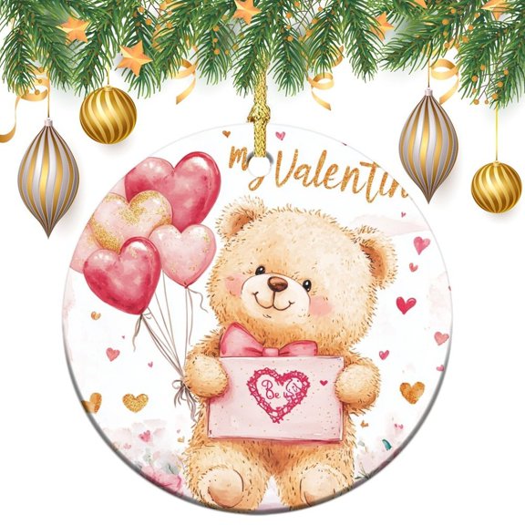 Be My Valentine Christmas Ornament Romantic Valentine Themed Gifts Circle Ornament Holiday Ornament for Home Christmas Tree Decor for Woman Friend Birthday